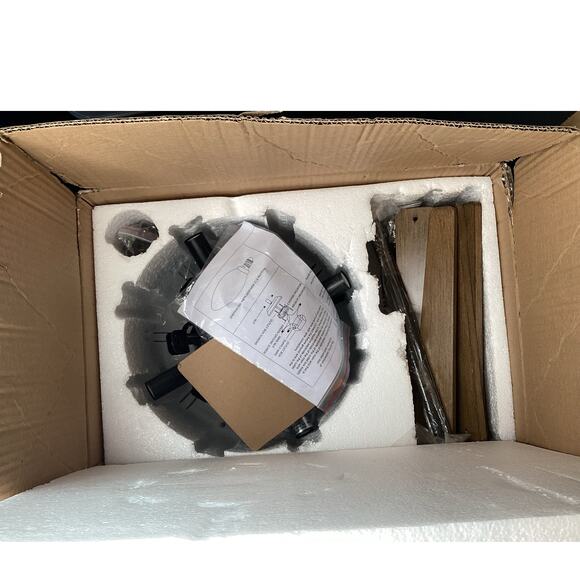 JOJOSPRING Bernice 8-Light Antique Blk Iron Base Sputnik Natural Wood Chandelier - Picture 8 of 13